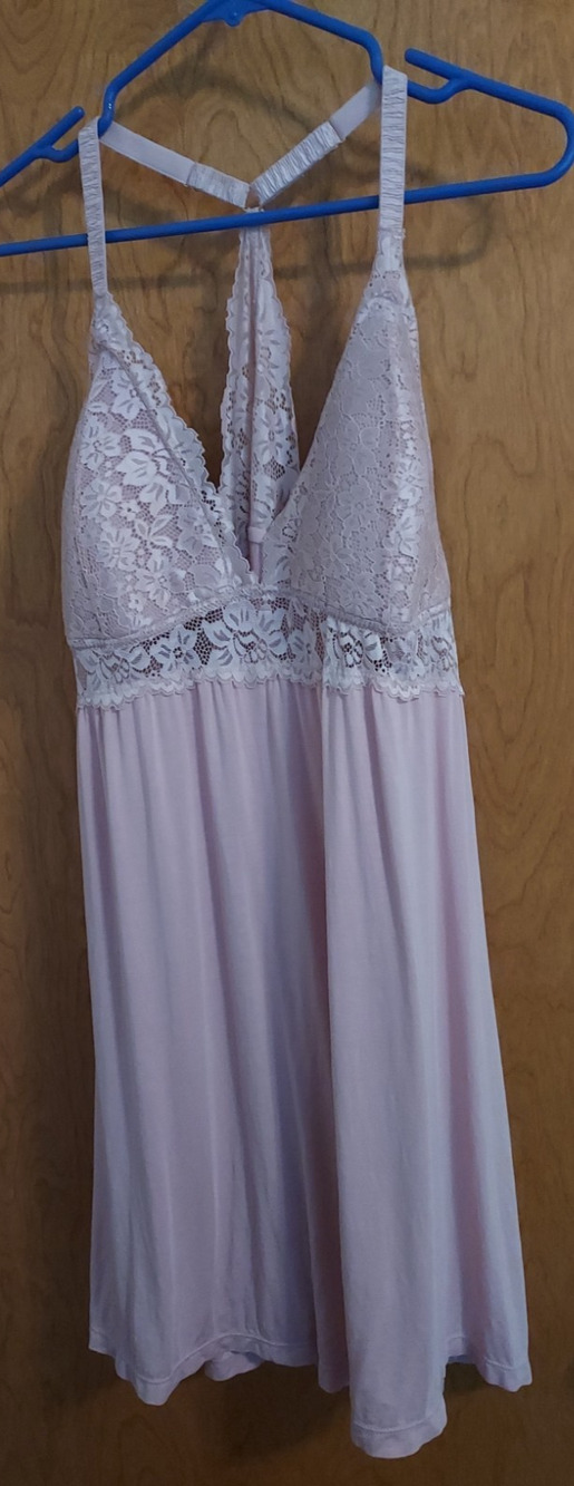 Daisy Fuentes 2X Sexy Chemise Gown Rose Knit Plus size Racerback EUC lite pads